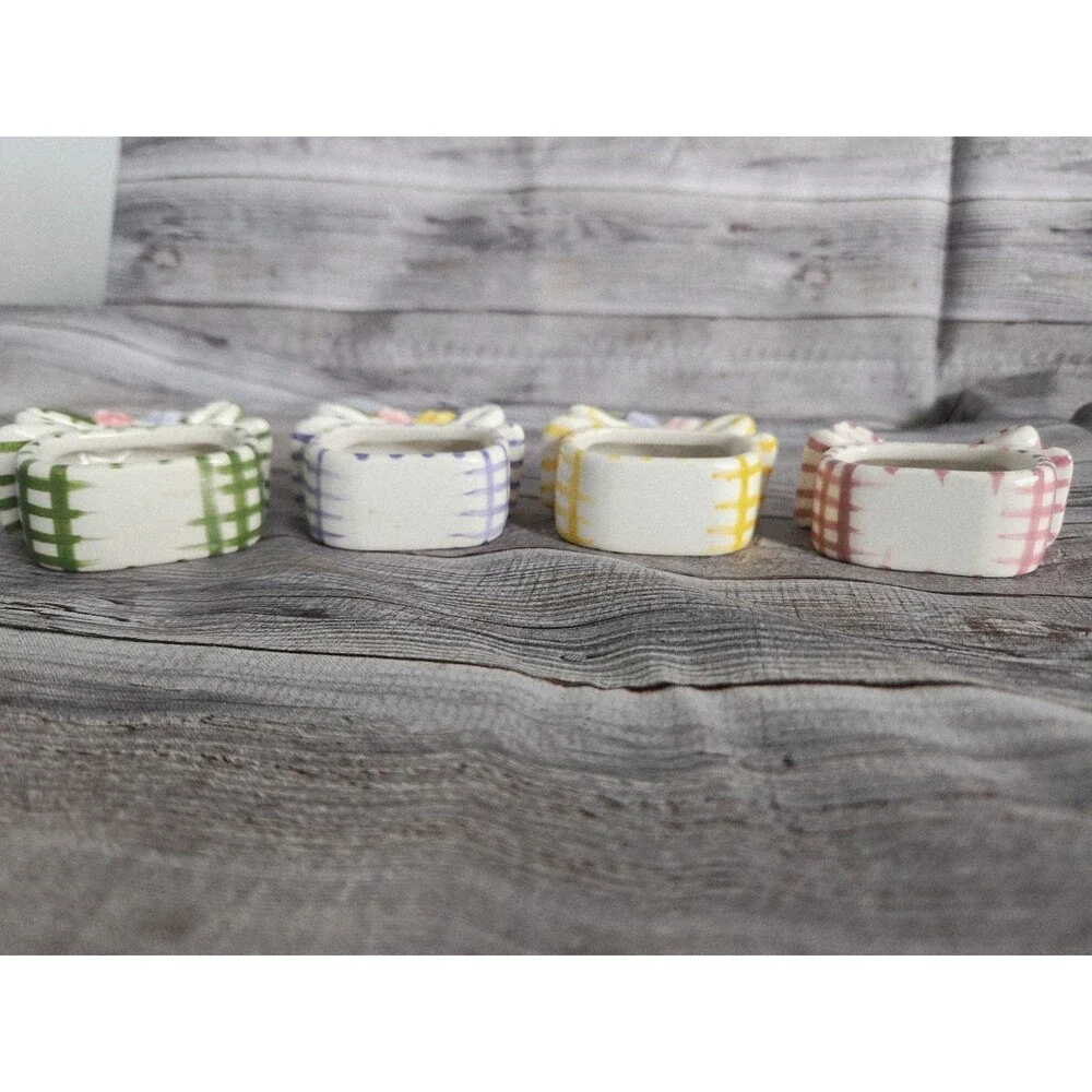 Set Of Four Ceramic Floral Napkin Rings By Lady Jayne LTD Spring Colors